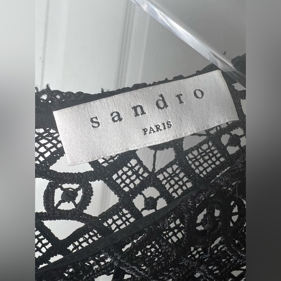 SANDRO Paris Royal Lions Gouet Embriodered Lace Mini Dress - Picture 6 of 14